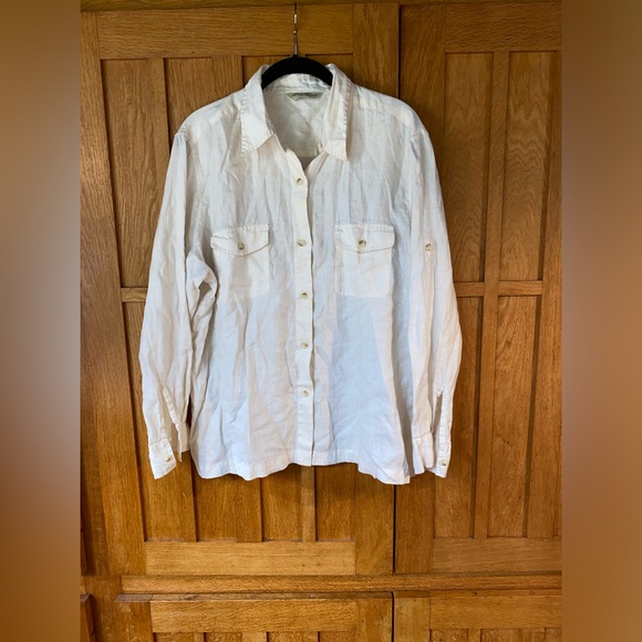 Eddie Bauer Tops - Eddie Bauer Cream Linen Shirt